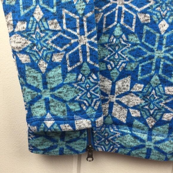 Talbots Snowflake Pullover Blue Snowflake Fleece Hoodie, Size Small - Picture 4 of 10